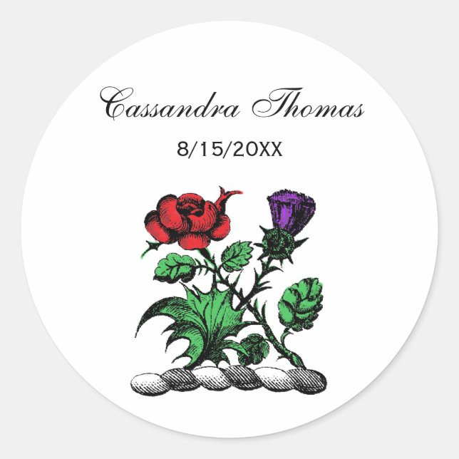 Heraldische Rose und dünne Schicht des Wappen Runder Aufkleber (Vorderseite)