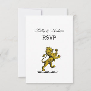 Heraldische stehende Löwen-Kammdarstellung Emblem  RSVP Karte