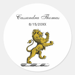 Heraldische stehende Löwen-Kammdarstellung Emblem Runder Aufkleber