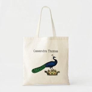 Heraldische Vintage stilisierter Pfau auf Krone C Tragetasche