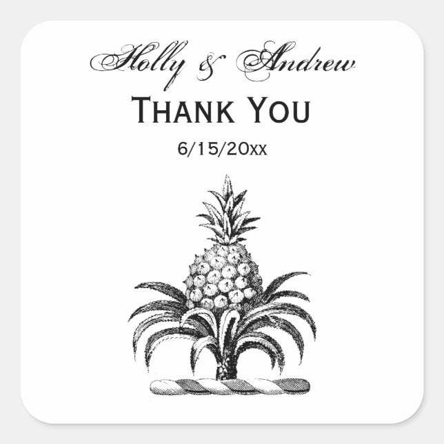 Heraldischer Ananas-Vorbote aus Wappen Quadratischer Aufkleber (Vorderseite)