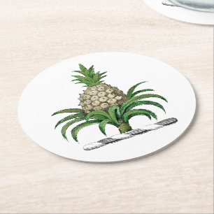 Heraldischer Ananas-Vorbote aus Wappen Runder Pappuntersetzer