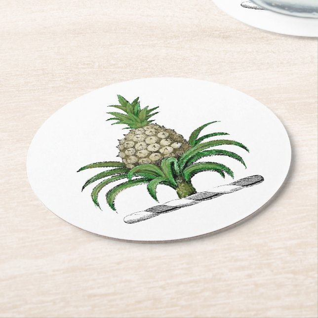 Heraldischer Ananas-Vorbote aus Wappen Runder Pappuntersetzer (Angewinkelt)