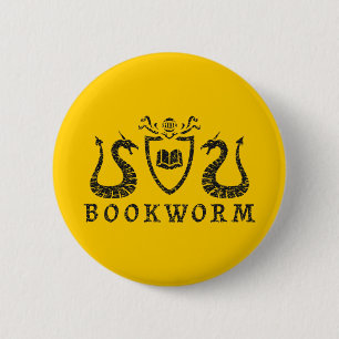 Heraldischer Bücherwurm-Knopf Button