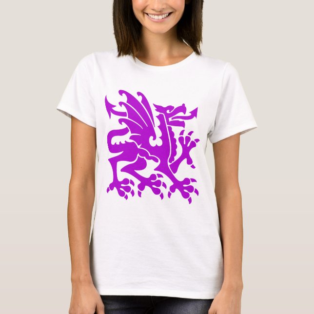 Heraldischer Drache 01 - Lila T-Shirt (Vorderseite)