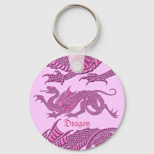 Heraldischer Drache (Pink) - Schlüsselanhänger