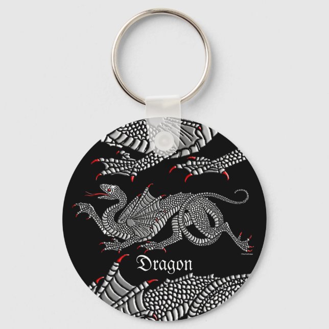 Heraldischer Drache (Silber) - Schlüsselanhänger (Vorderseite)