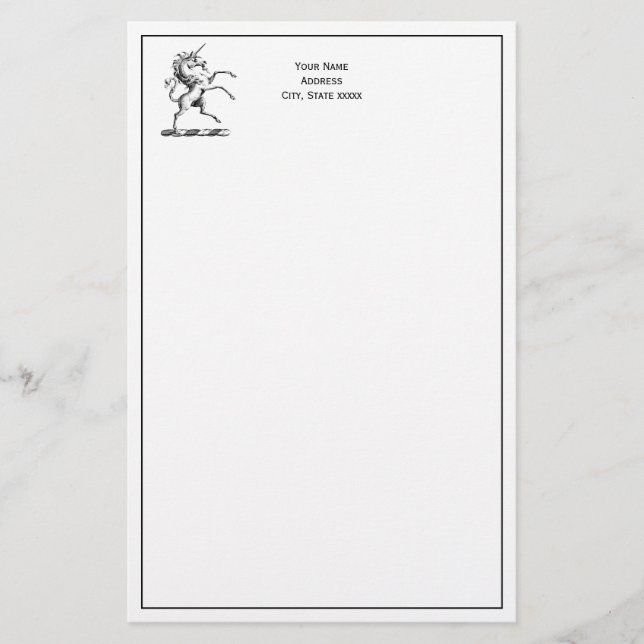 Heraldischer Einhornmütze für WaffenEmbleme Briefpapier (Vorderseite)
