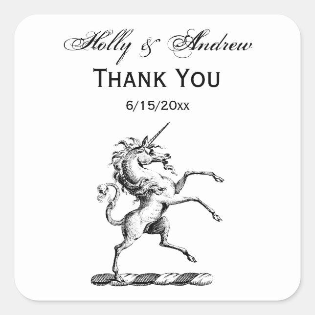 Heraldischer Einhornmütze für WaffenEmbleme Quadratischer Aufkleber (Vorderseite)