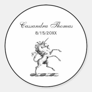 Heraldischer Einhornmütze für WaffenEmbleme Runder Aufkleber