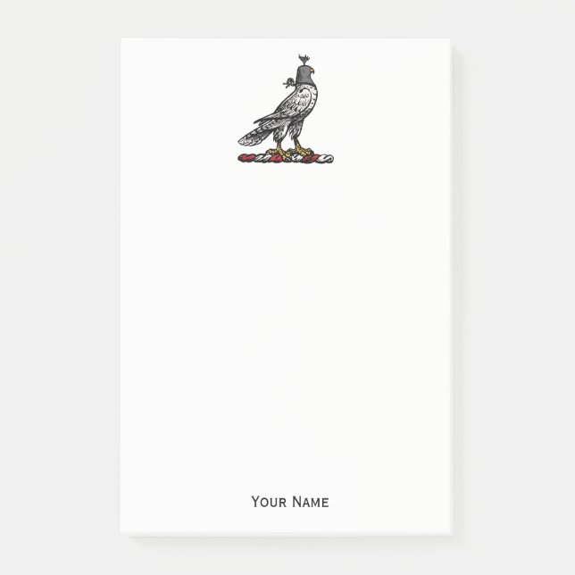 Heraldischer Jagdfalkenanzug Helm Hood C Post-it Klebezettel (Vorderseite)