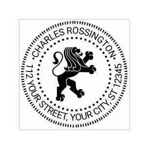 Heraldischer Löwe Stehender Rund Name Rücksendeadr Permastempel