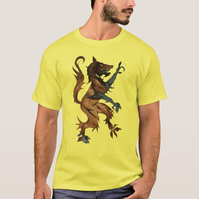 Heraldischer Wolf (handgezeichnetes Design) T-Shirt (Vorderseite)