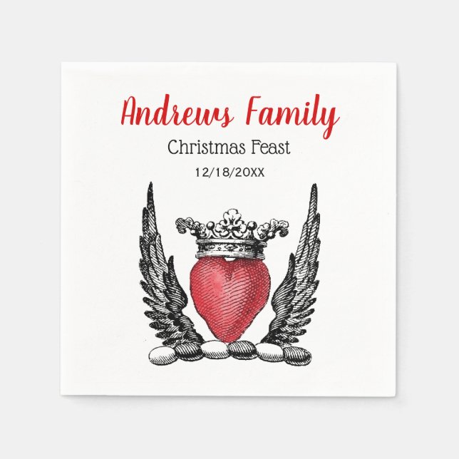 Heraldisches Herz mit Flügeln Wappen Weihnachten W Serviette (Vorderseite)