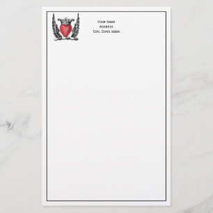 Heraldisches Herz mit Wings Coat of Arms Wappen Briefpapier