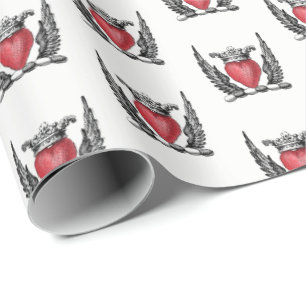 Heraldisches Herz mit Wings Coat of Arms Wappen Geschenkpapier