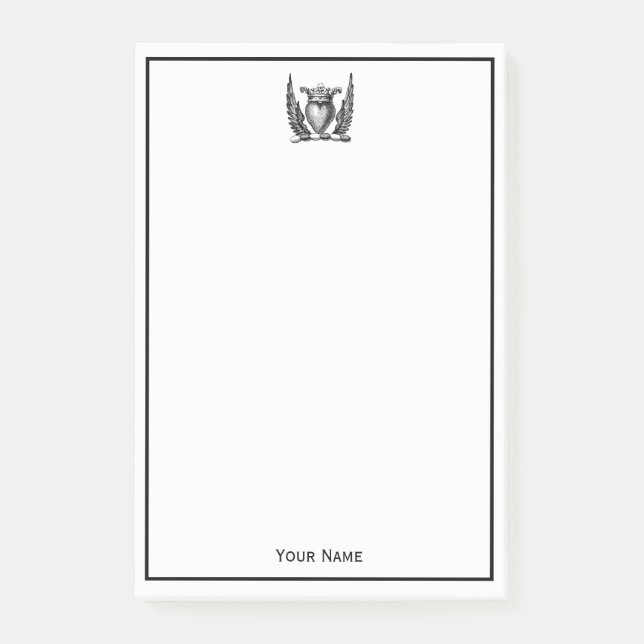 Heraldisches Herz mit Wings Coat of Arms Wappen Post-it Klebezettel (Vorderseite)