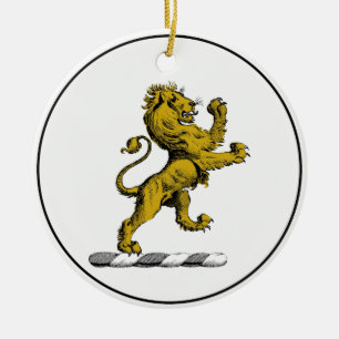 Heraldisches Löwen-Stehendes Wappen-Emblem C Keramikornament