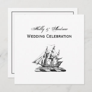Heraldisches Vintages Nautical Clipper Ship Wappen Einladung