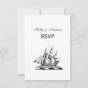 Heraldisches Vintages Nautical Clipper Ship Wappen RSVP Karte