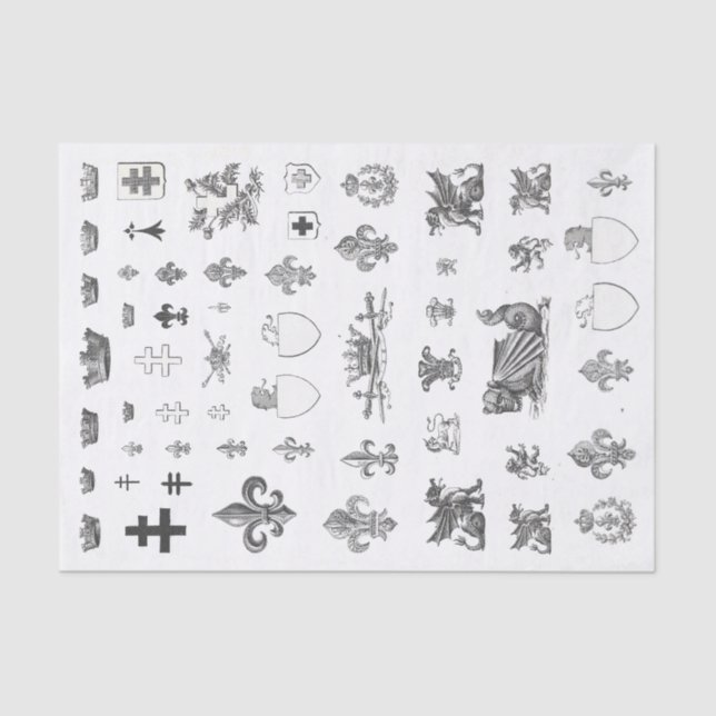 Heraldry Lilie Tissue, französischer Crown Crown Seidenpapier (Vorderseite)