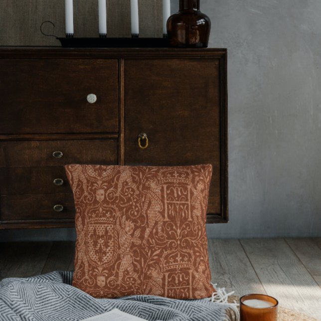 Heraldry Mittelalterliches Schloss Roter Braun Kissen (Von Creator hochgeladen)