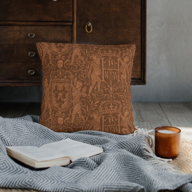 Heraldry Mittelalterliches Schloss Russet Braun Kissen (Von Creator hochgeladen)