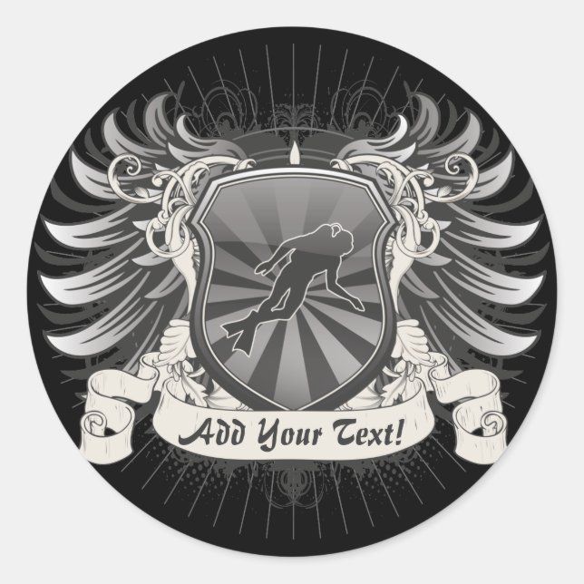 Heraldry Scuba Diving Runder Aufkleber (Vorderseite)