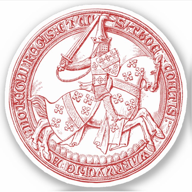 Heraldry-Siegel des mittelalterlichen Thomas de Be Aufkleber (Vorderseite)