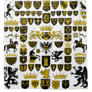 Heraldry Wappen, symbolische Designs. Duschvorhang