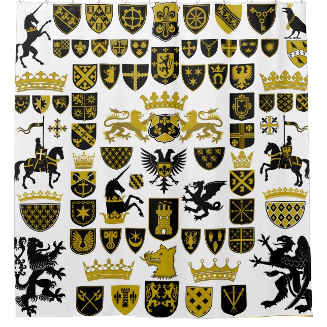 Heraldry Wappen, symbolische Designs. Duschvorhang (Vorderseite)