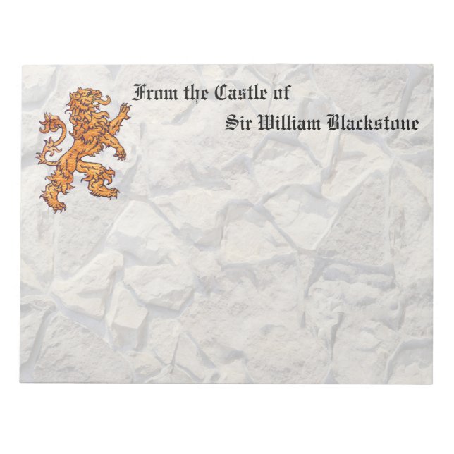 Heralidic Lion Stone Wall Notizblock (Vorderseite)