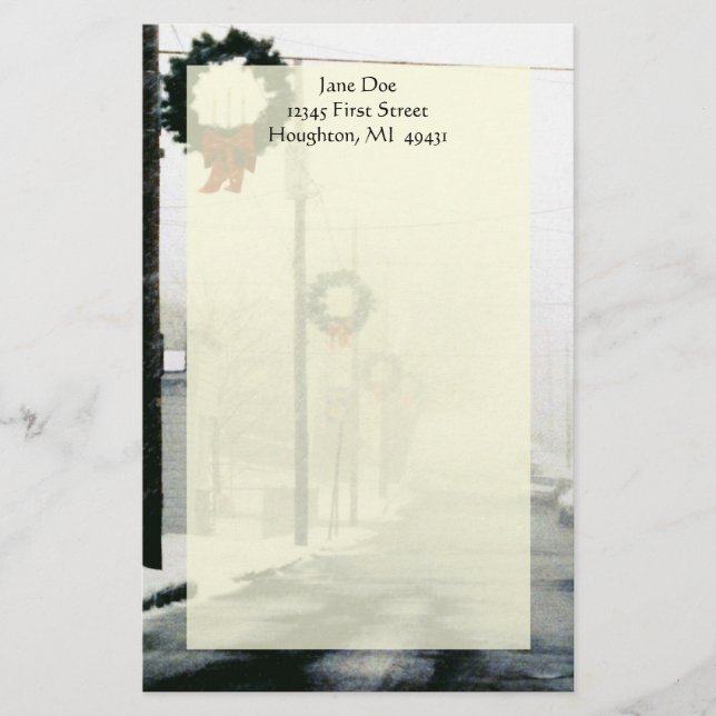 Herauf Nordwinter-Straßen-Kranz-Schnee-Briefpapier Briefpapier (Vorderseite)