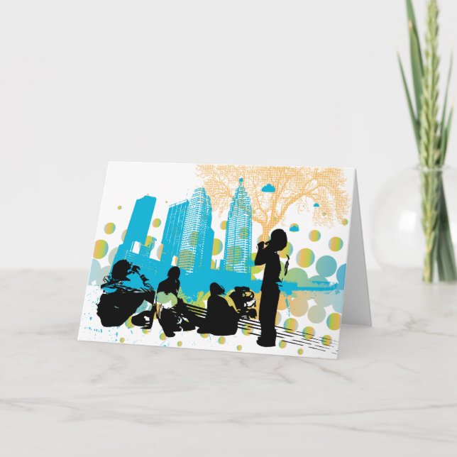 heraus hängen mit der Gruppengrußkarte Karte (Vorderseite)