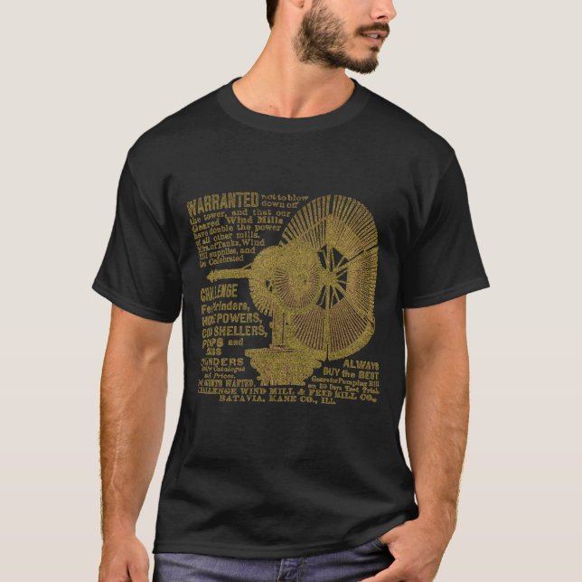 Herausforderer-Windmühle 1889 Batavias Illinois T-Shirt (Vorderseite)