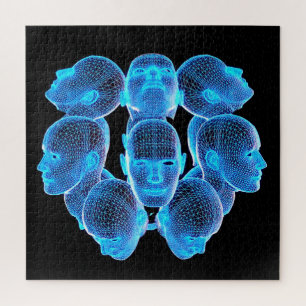 Herausforderung der humanen Blue-Human-Heads-Holog Puzzle