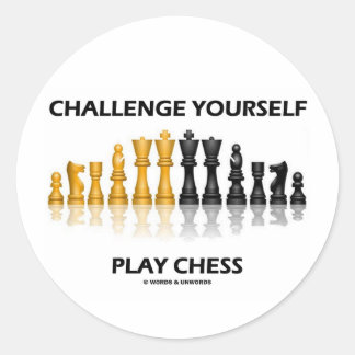 Herausforderung Sie selbst spielen Schach Runder Aufkleber