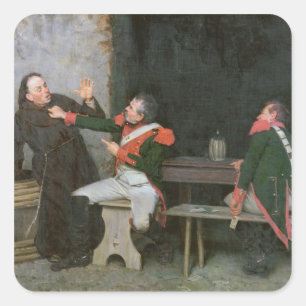 Herausgefunden (Öl auf Leinwand) (eins von Paaren Quadratischer Aufkleber