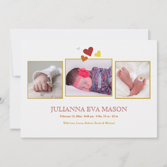 Herausgekommene Einführung Foto Geburtsankündigung Ankündigung (Vorderseite)