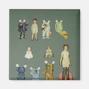 Herausgeschnittene Puppe und Kleidung, späte Magnet