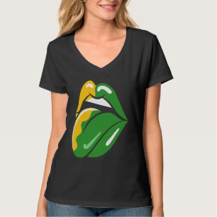 Herausgestreckte Zunge Rote Lippen Kuss Mund Lippe T-Shirt