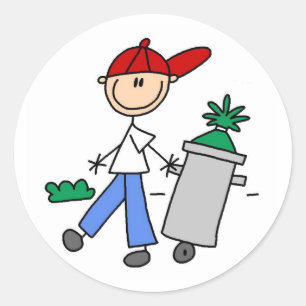 Herausnehmen des Müllaufklebers Runder Aufkleber