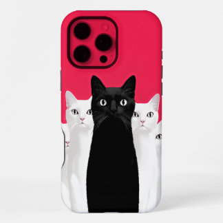 Herausragende Eleganz: Schwarze Katze unter weißen iPhone 16 Pro Max Hülle