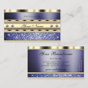 Herausragende Goldblauer Sparkling-Glitzer Diamond Visitenkarte