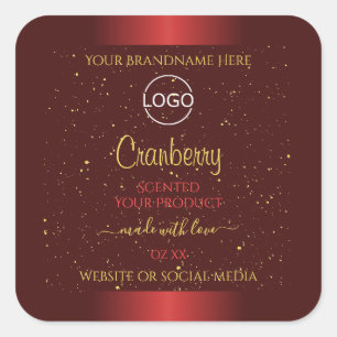 Herausragende Red Product Labels Gold Glitzer Logo Quadratischer Aufkleber