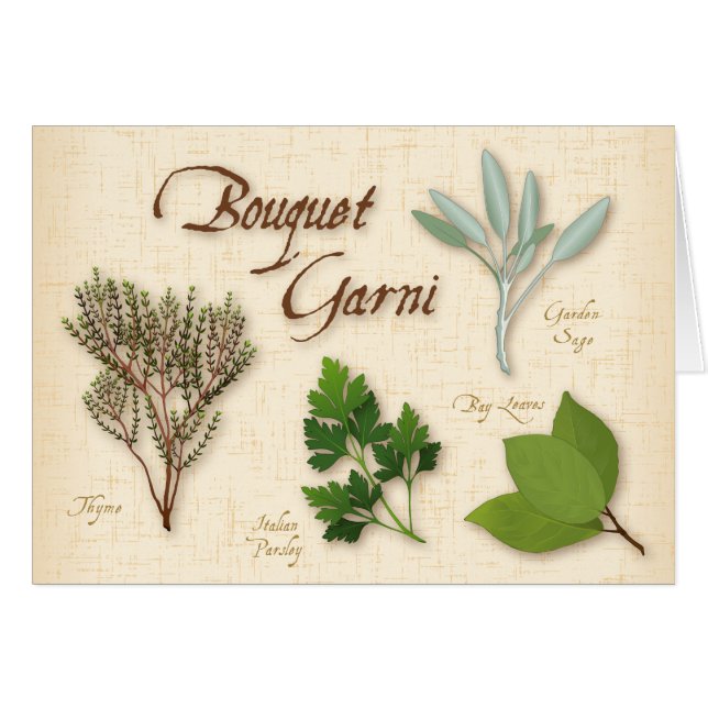 Herb Bouquet Rezept Grußkarte (Vorderseite (Horizontal))