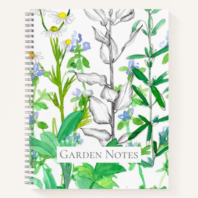 Herb Garden Record Botanisches Sketchbook Notizbuch (Vorderseite)