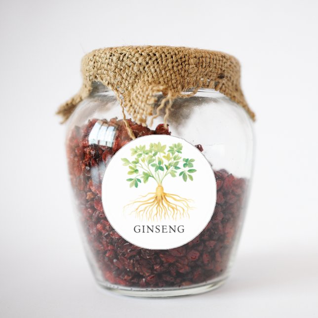 Herb Ginseng Watercolor Runder Aufkleber (Herb Ginseng Watercolor Classic Round Sticker)