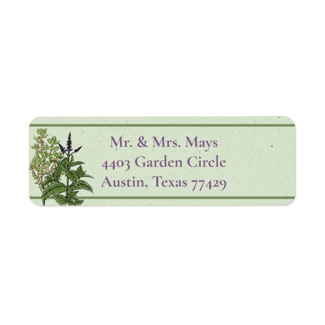 Herb Green Garden Return Address Label (Vorne)