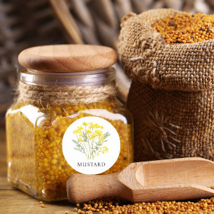 Herb Mustard Watercolor Runder Aufkleber